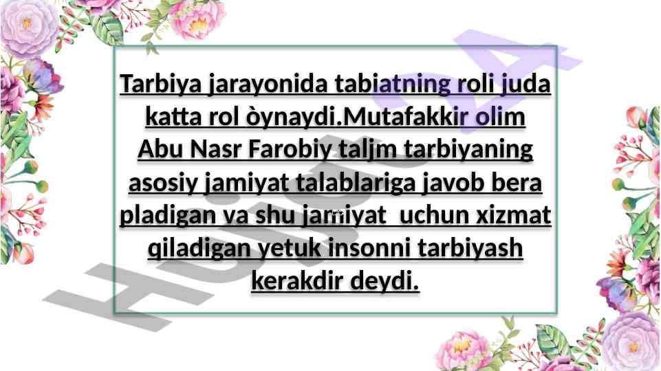 Tarbiya jarayonida tabiatning muhim roli