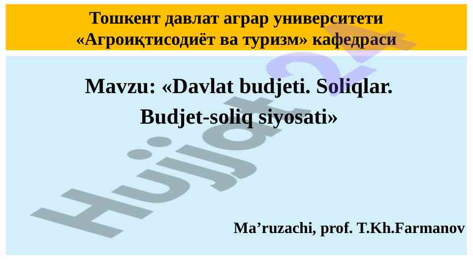 Davlat budjeti va soliqlar haqida tahlil
