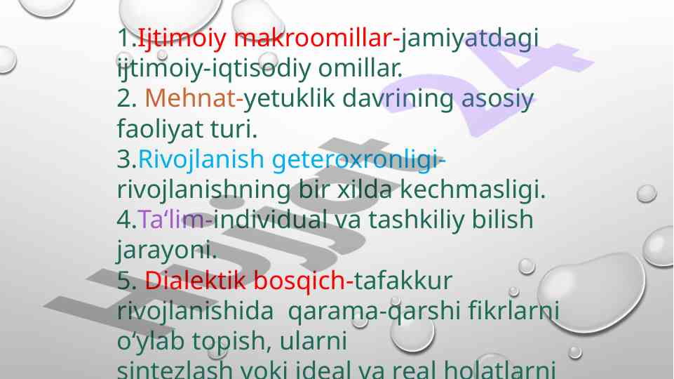 Ijtimoiy iqtisodiy omillar va psixologik faoliyatlar