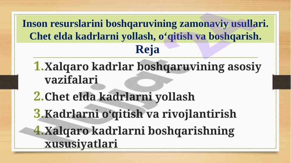 Zamonaviy inson resurslarini boshqarish usullari