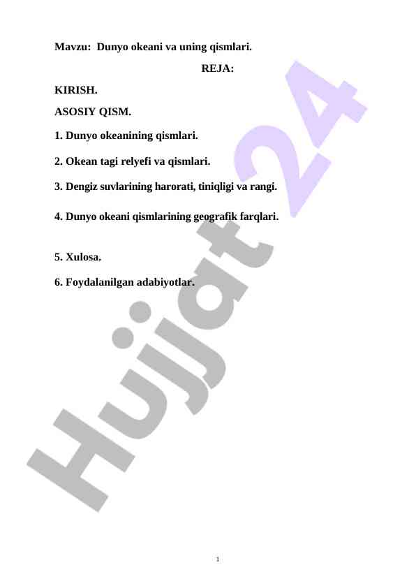 Dunyo okeani va uning qismlari tadqiqoti