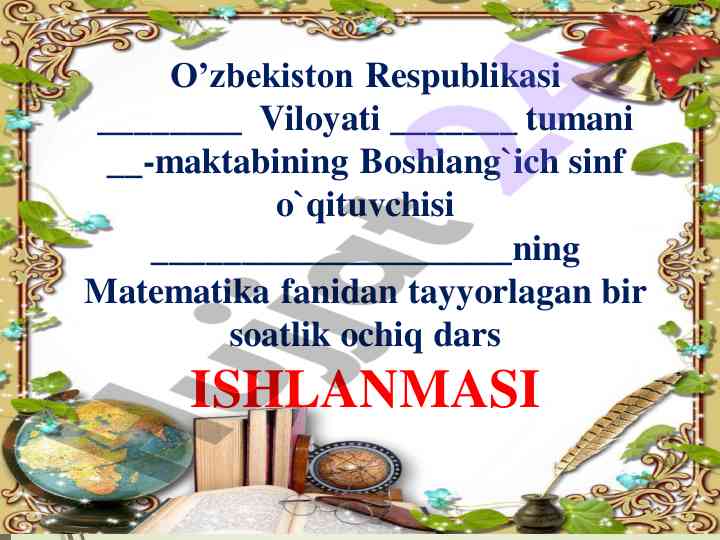 Matematika fanidan ochiq dars ishlanmasi