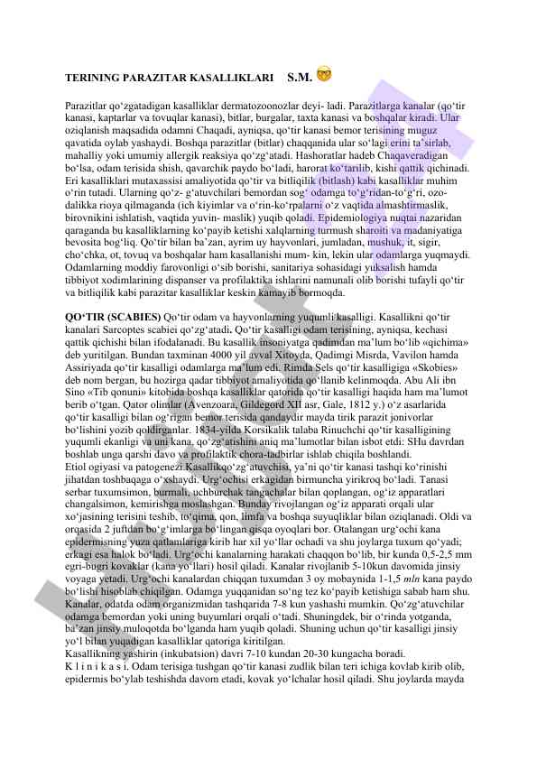 Terining parazitar kasalliklari bo‘yicha tavsiyalar