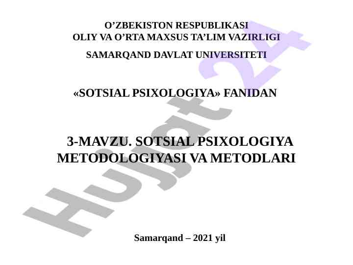 Sotsial psixologiya metodologiyasi va metodlari