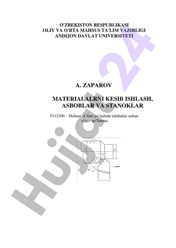 Materiallarni kesib ishlash o‘quv qo‘llanma
