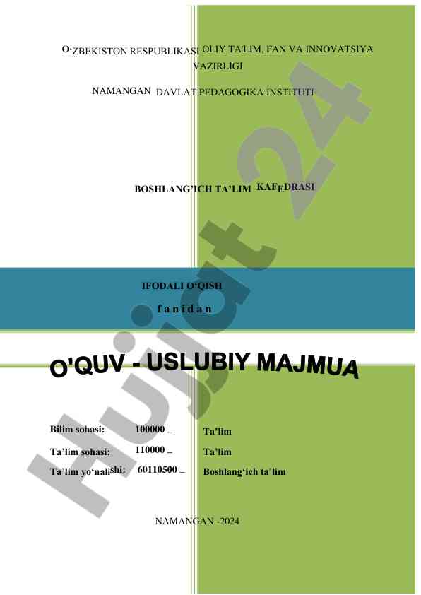 Ifodali o'qish fanida ma'ruza mashg'ulotlari
