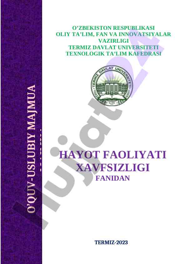 O‘quv uslubiy majmua hayotiy faoliyat xavfsizligi