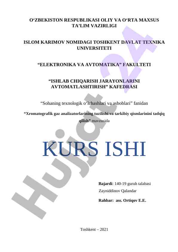 Xromatografik gaz analizatorlarining tuzilishi