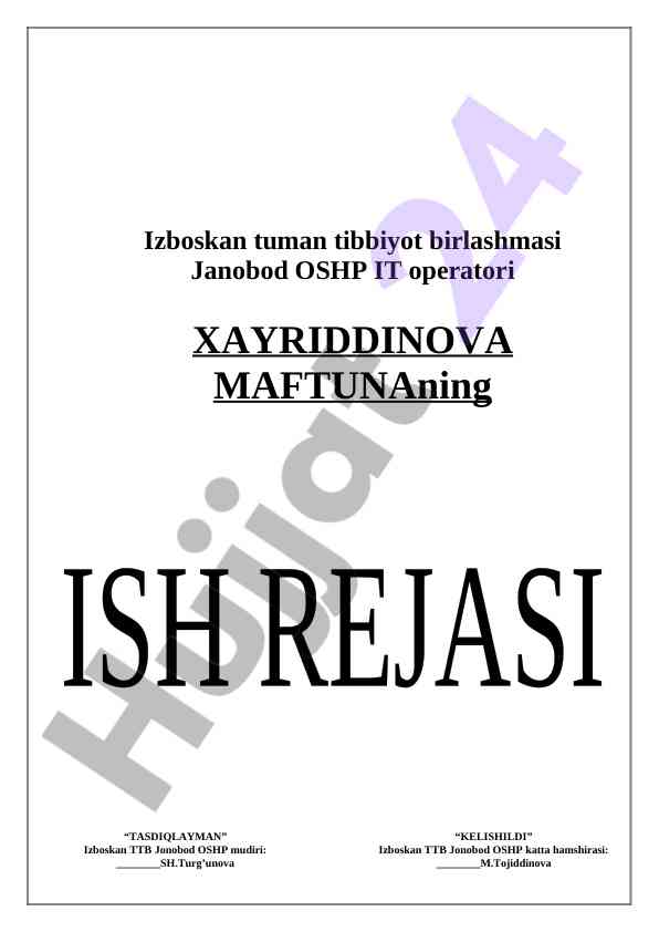 It operator yillik ish rejasi 2025