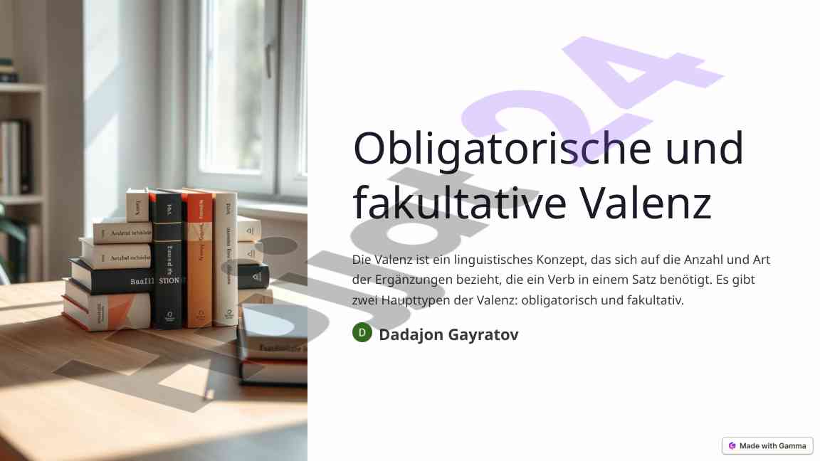 Obligatorische und fakultative valenz im deutschen