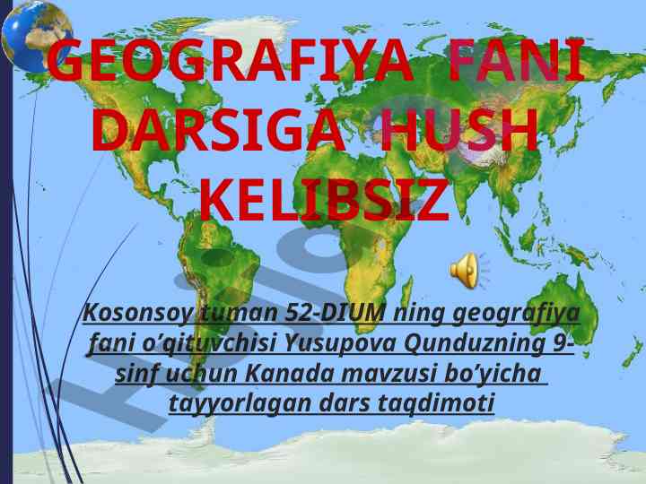 Dars taqdimoti: kanada geografiyasi va aholisi