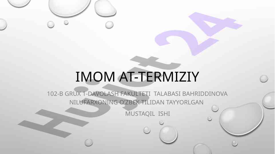 Imom at-termiziy tarixi va hayoti