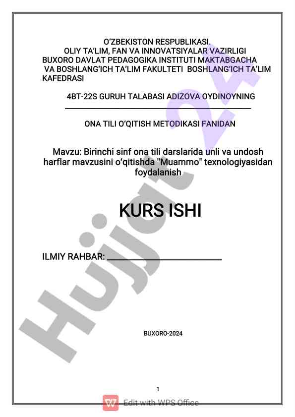 Unli va undosh harflar o'qitishda muammo texnologiyasi