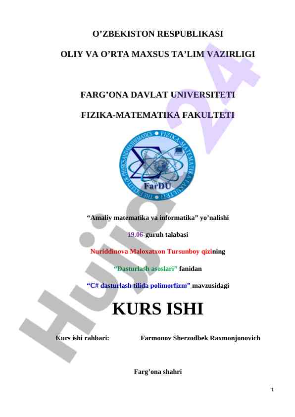C# dasturlash tilida polimorfizm asoslari