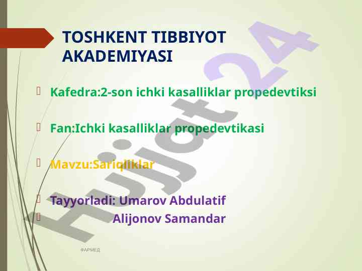 Sariqlik turlari va ularning profilaktikasi