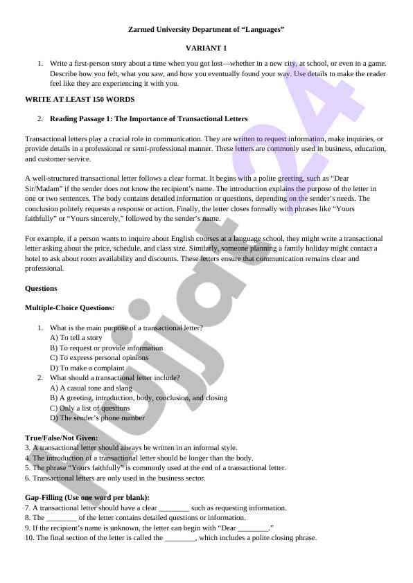Transactional letters and their importance in communication
