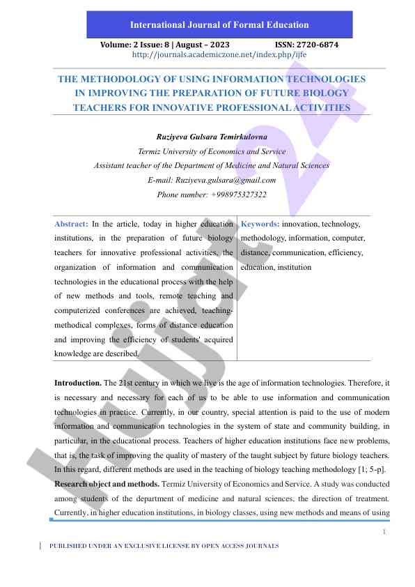Using information technologies for future biology teachers