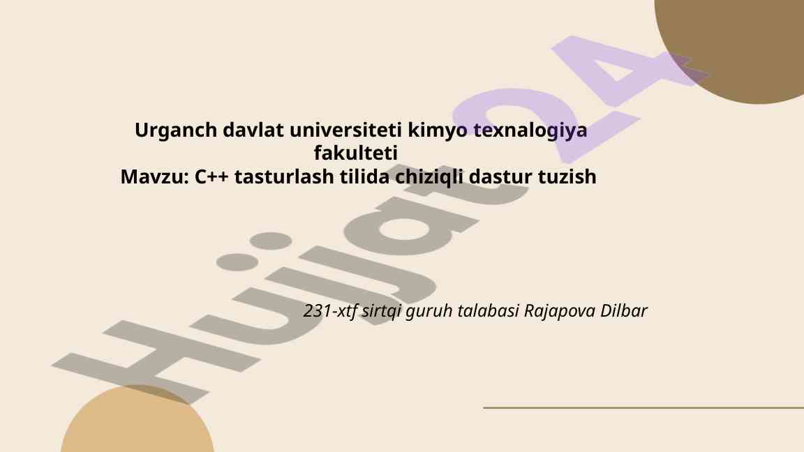 C++ Tasturlash Tilida Chiziqli Dastur Tuzish