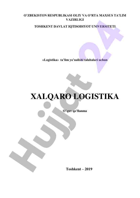 Xalqaro logistika o‘quv qo‘llanma