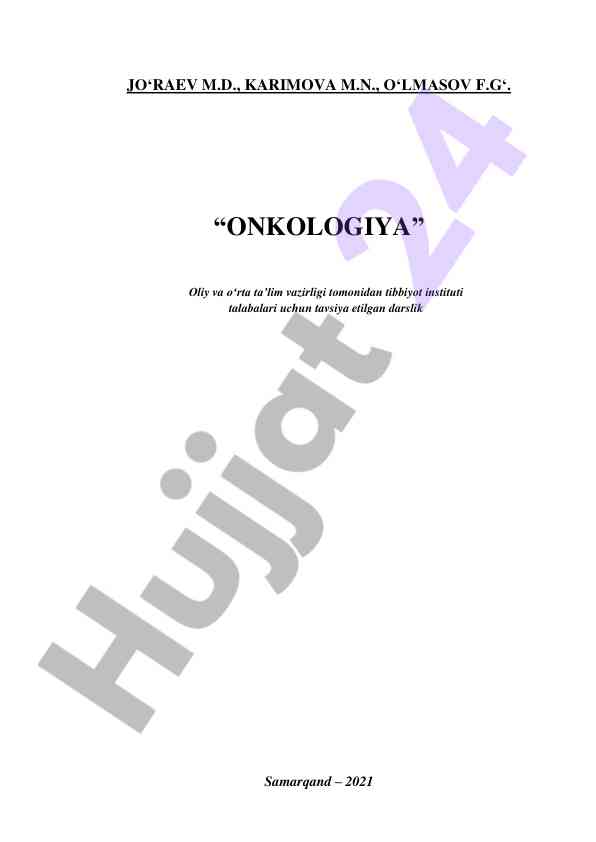 Onkologiya darsligi talabalar uchun tavsiya etildi