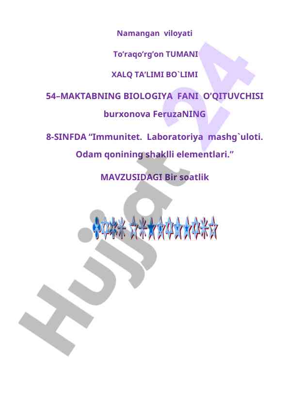 Immunitet laboratoriya mashg`uloti odam qonini o`rganish