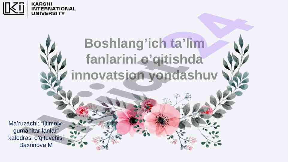 Innovatsion yondashuv boshlang’ich ta’lim fanlarida