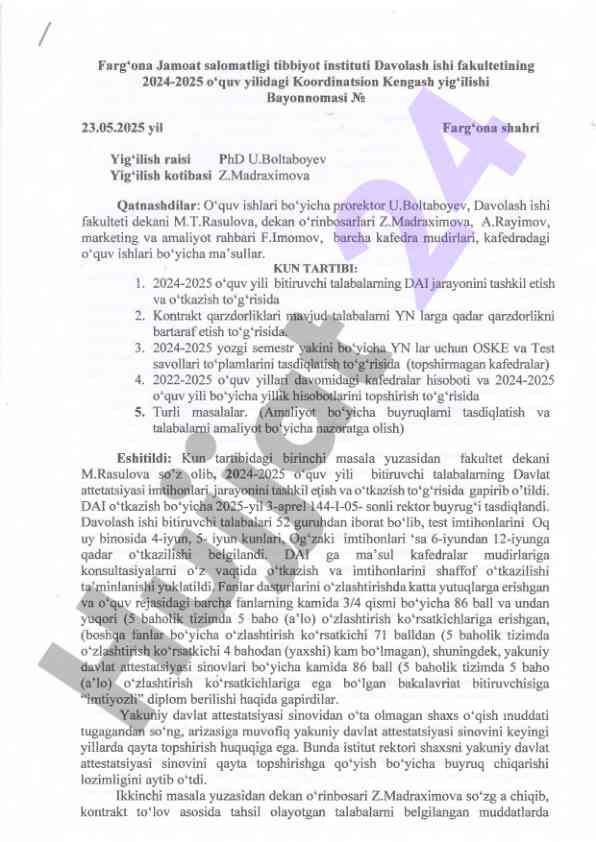 O‘quv yili 2024-2025 uchun rejalar