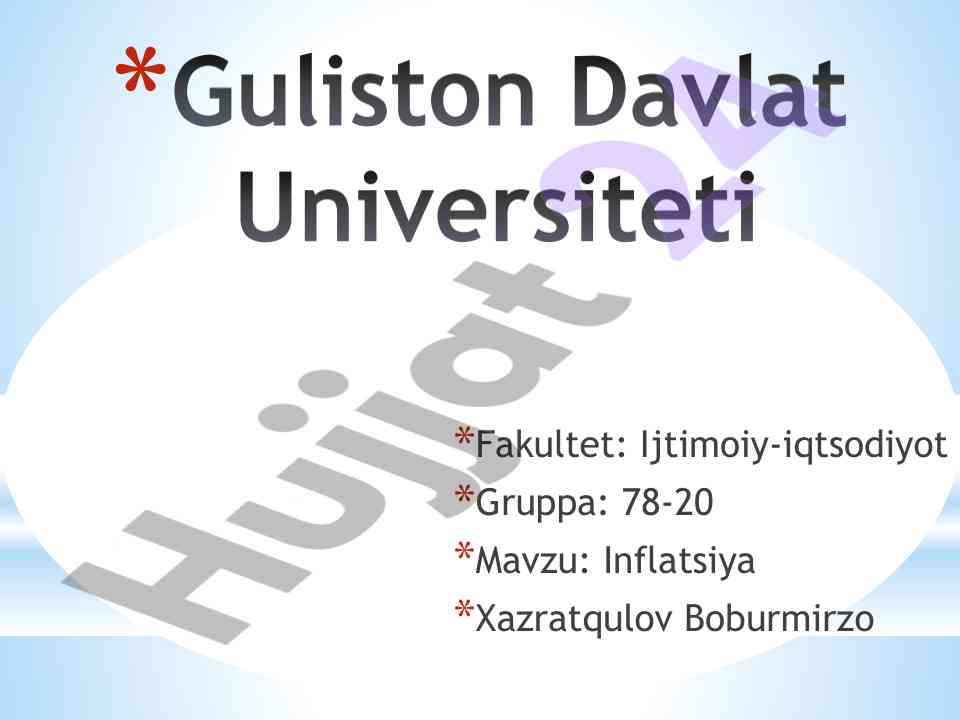 Inflatsiya va uning iqtisodiyotga ta'siri