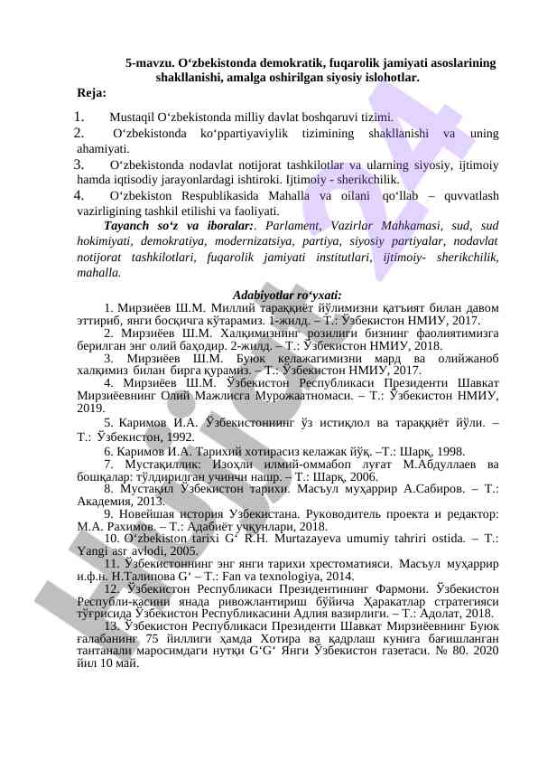 Oʻzbekistonda demokratik fuqarolik jamiyati asoslari