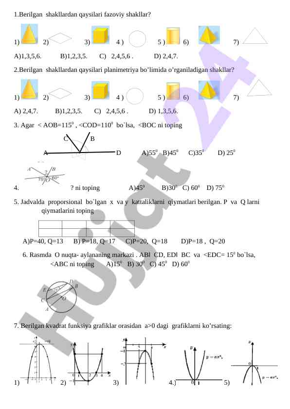 Fazoviy shakllar va grafika masalalari
