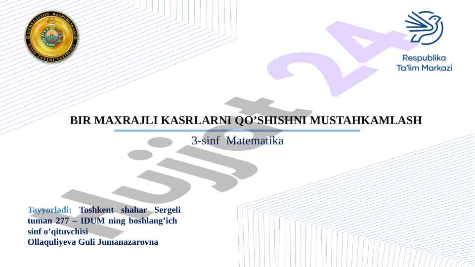 Bir maxrajli kaslarni qoshish mustahkamlash
