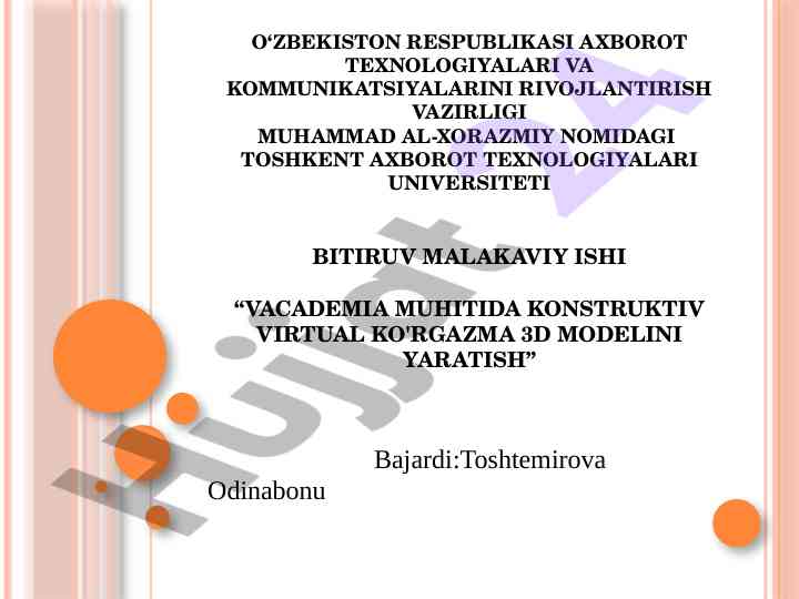 Vacademia muhitida konstruktiv virtual ko'rgazma 3d modeli