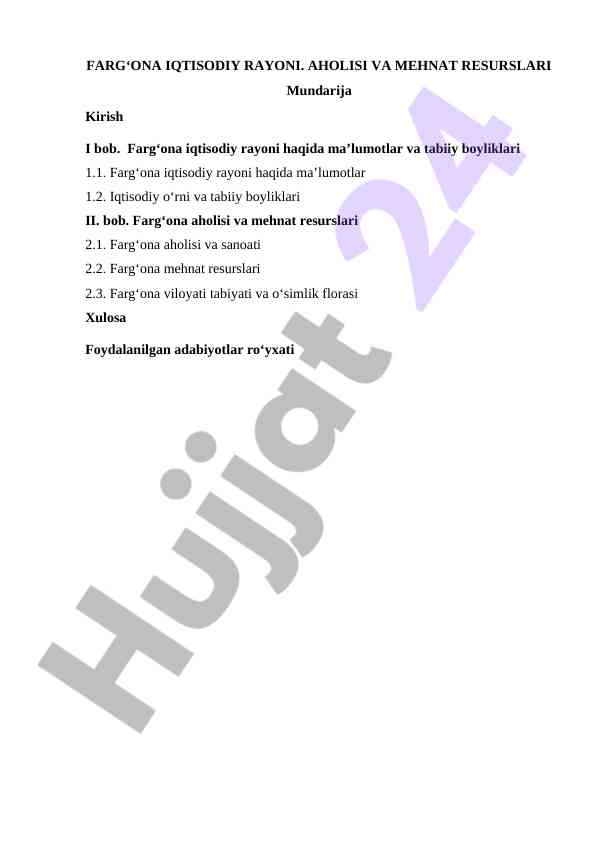 Fargʻona iqtisodiy rayoni aholisi va mehnat resurslari