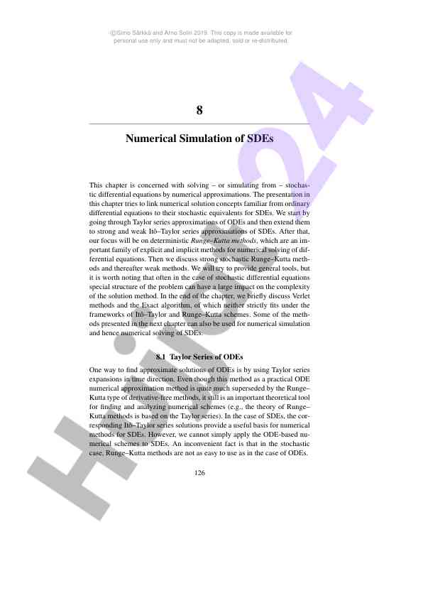 Numerical simulation techniques for stochastic equations