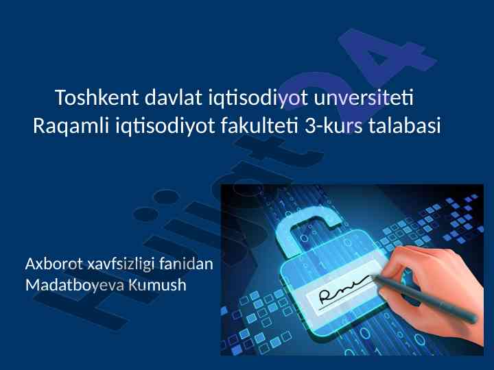 Elektron raqamli imzo fanidan o‘quv qo‘llanma