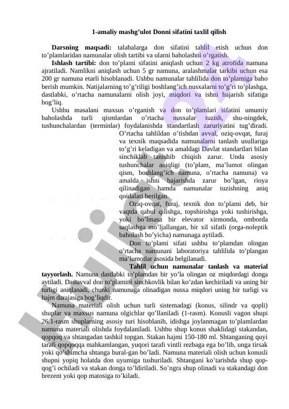 Don sifatini tahlil qilish bo'yicha amaliy mashg'ulot