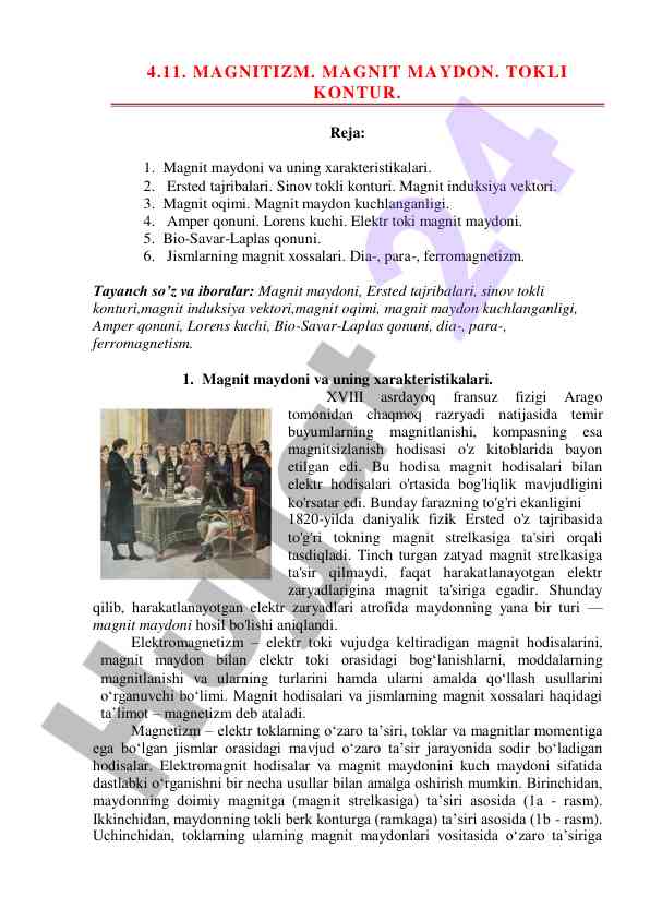 Magnitizmlarning o'quv dars rejasi