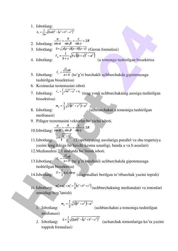 Geometriya isbotlari va teorema keltirishlar