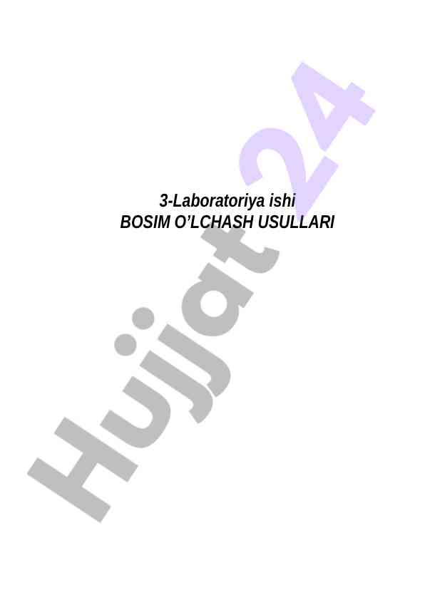 Bosim o'lchash usullari laboratoriya ishlari