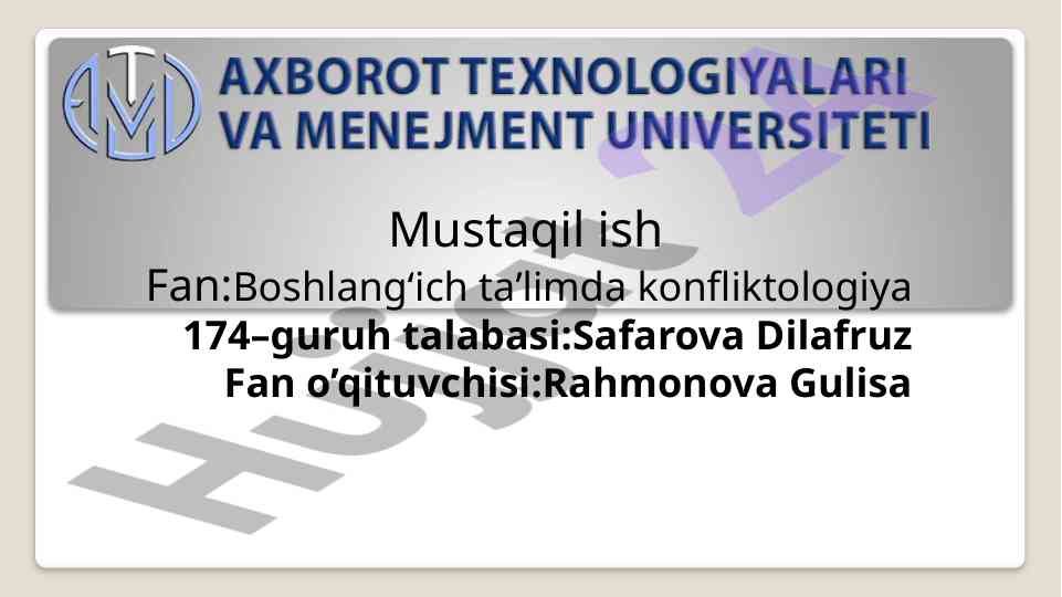 Boshlangʻich taʼlimda konfliktologiya asoslari