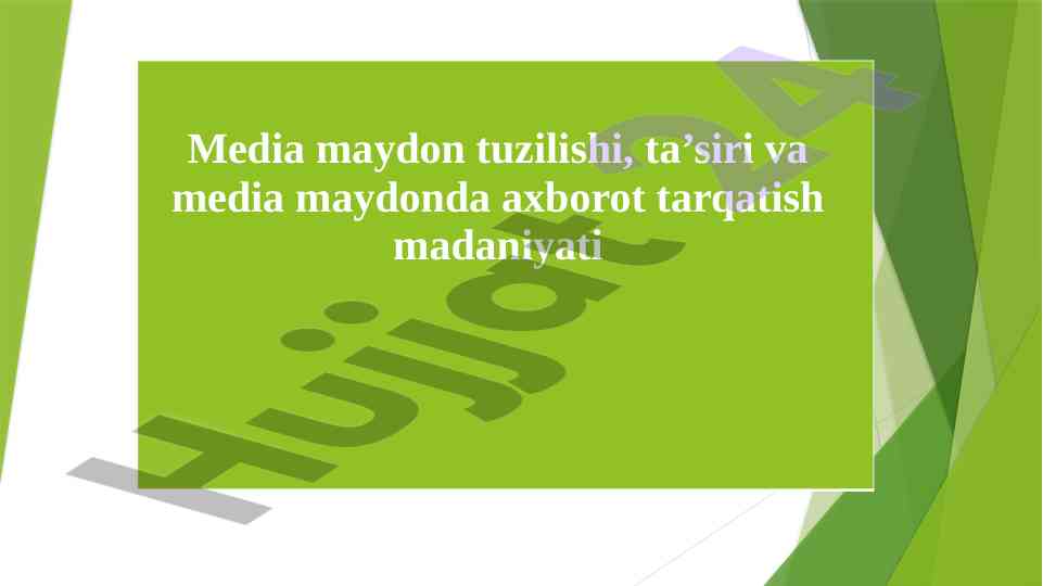 Media axboroti va ommaviy madaniyat tahlili