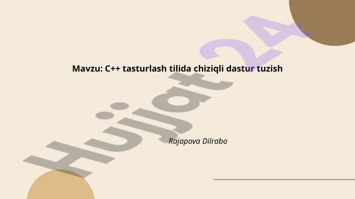C++ Tasturlash Tilida Chiziqli Dastur Tuzish