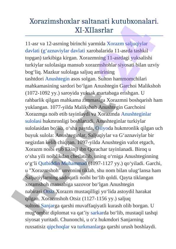 Xorazimshoxlar saltanati va tarixi