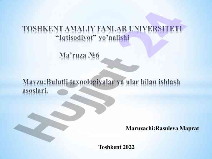 Bulutli hisoblash texnologiyalari tushunchasi
