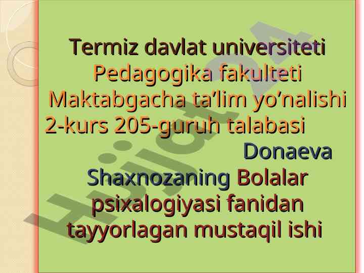 Bolalar psixalogiyasi: diqqatning rivojlanishi