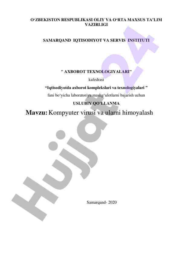 Iqtisodiyotda axborot texnologiyalari uslubiy qo‘llanma