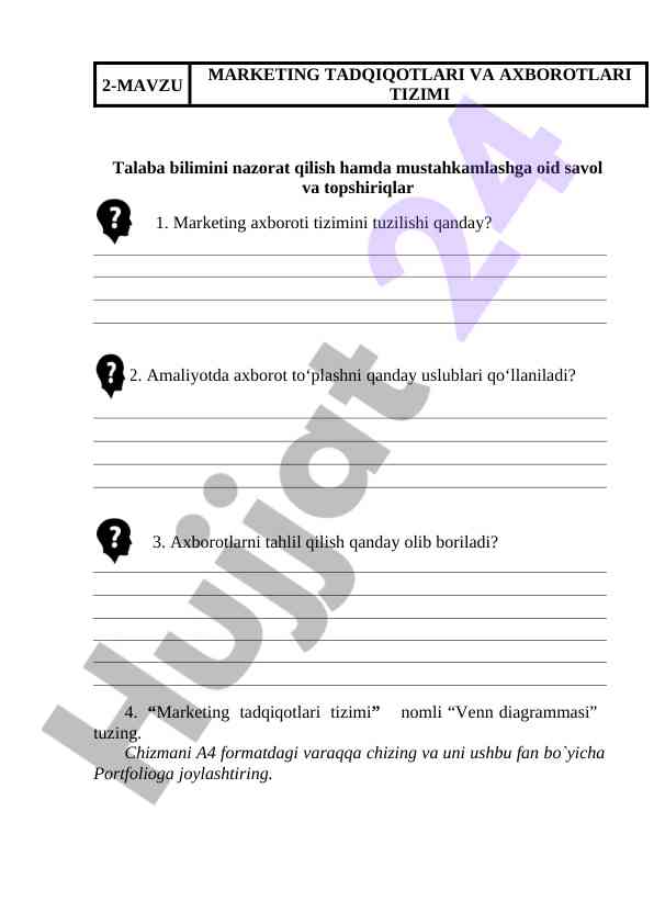 Marketing tadqiqotlari tizimi venn diagrammasi