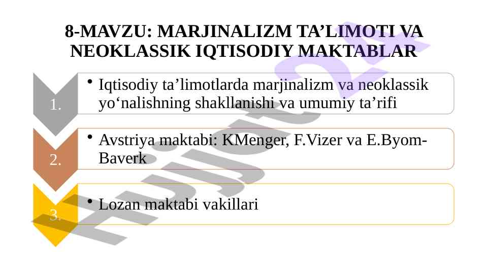 Marjinalizm ta’limoti va neoklassik iqtisodiy maktablar