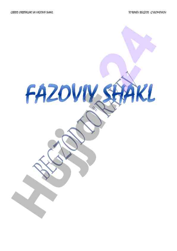 Gibrid orbitalar va fazoviy shakl testi