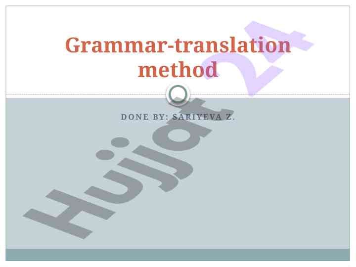 Grammar-translation method in language teaching